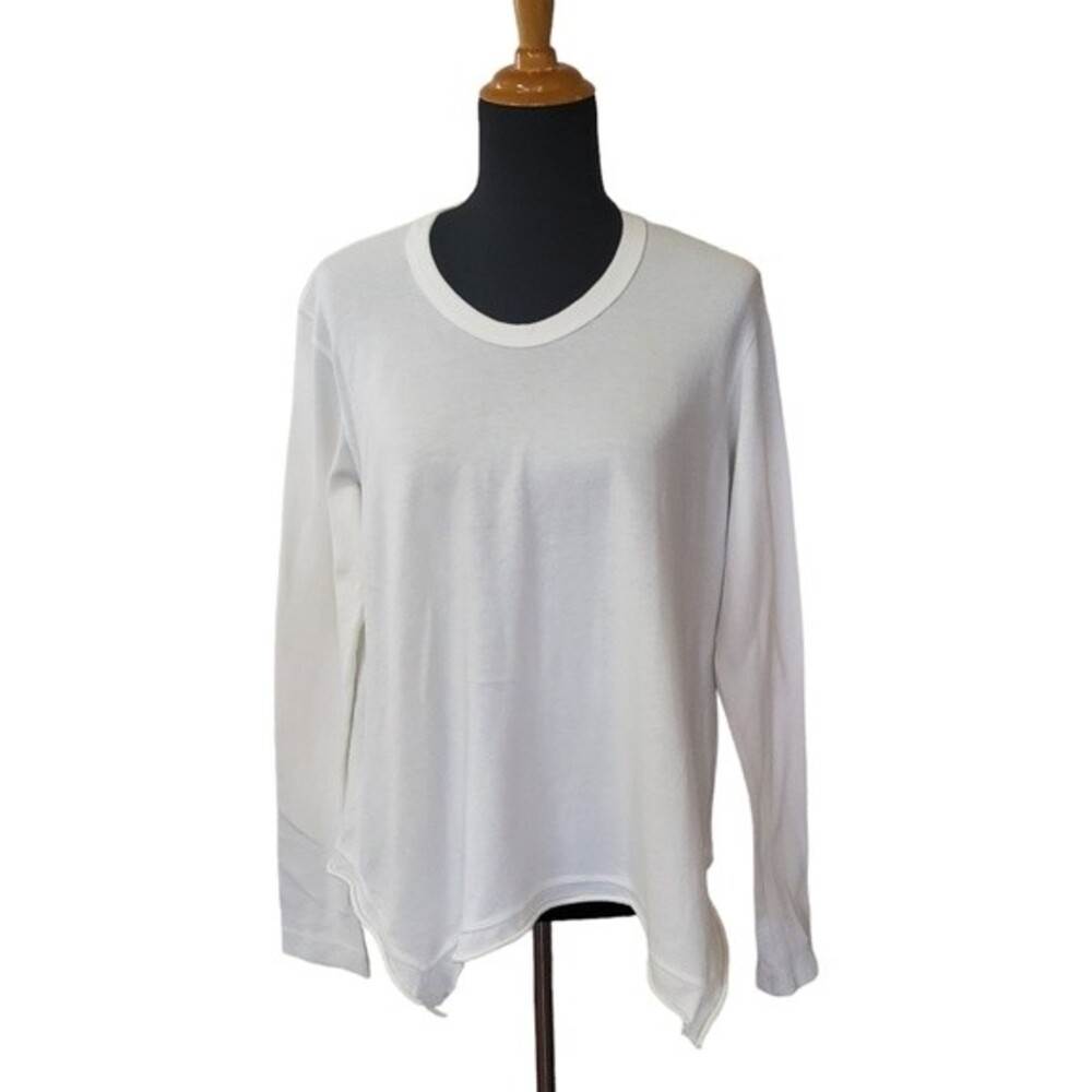 New Women’s Asymmetrical Long Sleeve White Jersey Knit Top
